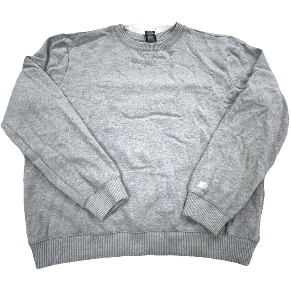 Vintage Starter Sweatshirt Men XL Gray Crew Neck Sweater Blank Plain Y2K 00s
